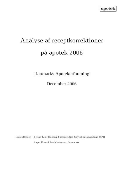 Receptkorrektionsanalyse 2006 rapport - Nyt fra Danmarks ...