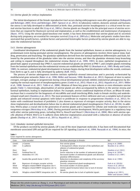 Physiological and molecular determinants of embryo implantation