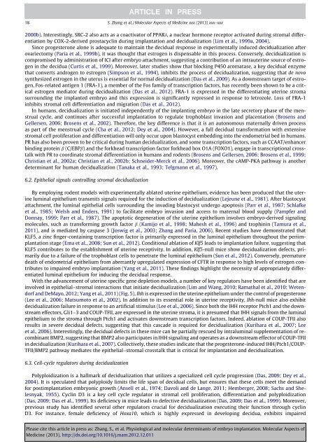 Physiological and molecular determinants of embryo implantation