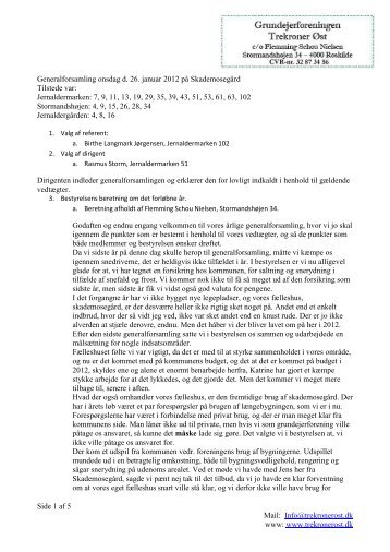 Referat Ordinær Generalforsamling den 26/1-2012 - G/F Trekroner Øst