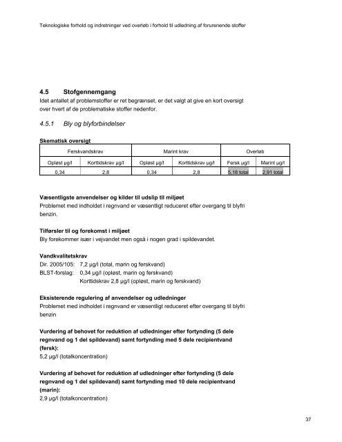 Teknologiske forhold og indretninger ved overløb i forhold til ... - Cowi