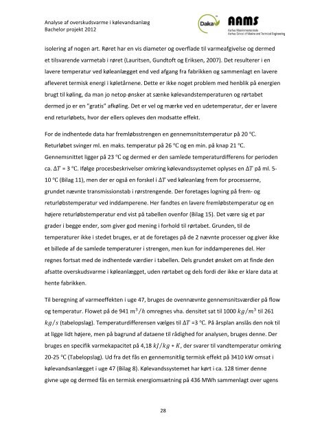 Analyse af overskudsvarme i kølevandsanlæg - Aarhus ...