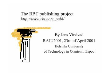 The RBT publishing project - XML Finland