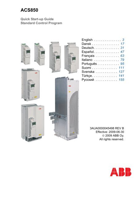 Quick Start-up Guide for ACS850 with Standard Control Program ...