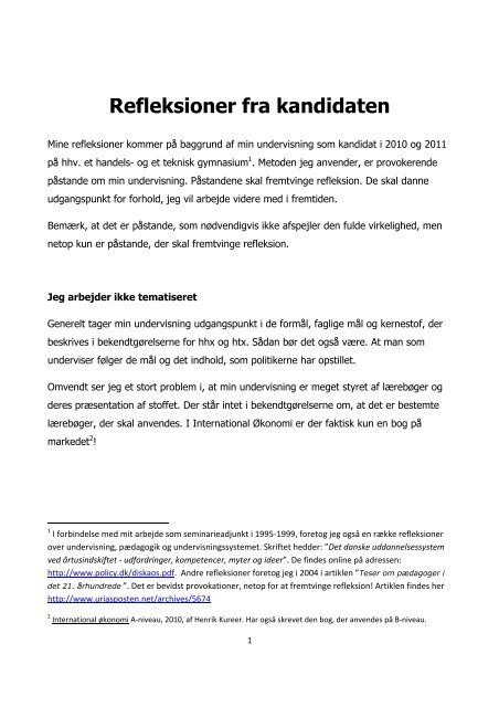 13.04.11: Refleksioner fra kandidaten - policy.dk