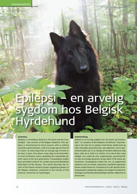 Geografi faktor træ epilepsi – en arvelig sygdom hos Belgisk Hyrdehund - Elbo