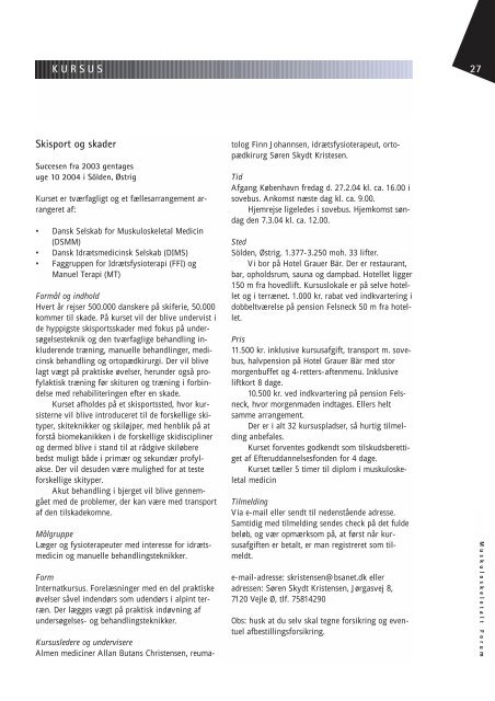 Muskuloskeletalt Forum - 3/2003 (pdf) - Fagforum for ...