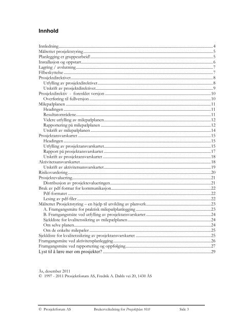 Prosjektplan 10.0 - Brukerveiledning