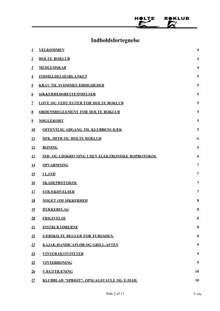 Velkommen til Holte Roklub - en introduktionsmappe