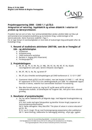 Projektrapportering 2008 – CAND 1.1 på ÅLS: Integration ... - CANDs