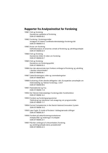 Rapp. nr. 10 Karen - analyseinstitut for forskning - Aarhus Universitet