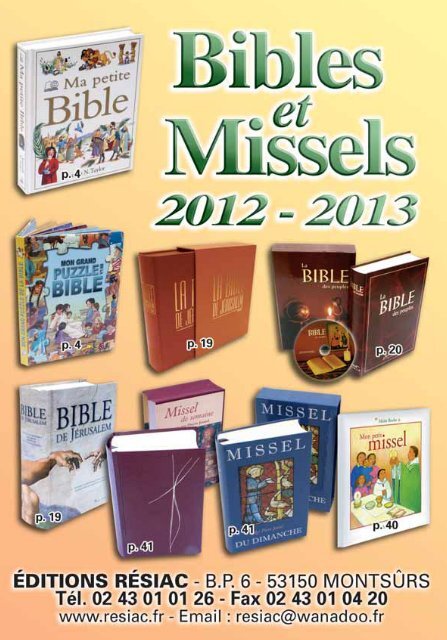 Catalogue Bibles et Missels 2012-2013 - Editions Résiac