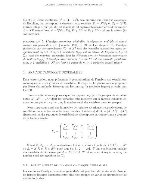 LES ANALYSES CANONIQUES SIMPLE ET GÉNÉRALISÉE ...