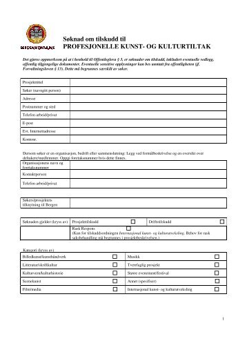 Søknad om tilskudd til PROFESJONELLE KUNST - Lokal ...