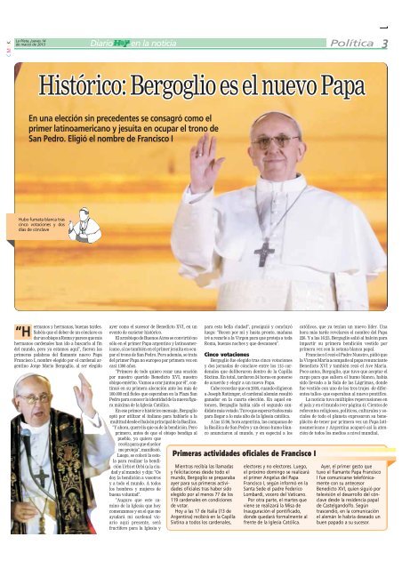 En un hecho histórico, el cardenal argentino Jorge ... - Diario Hoy
