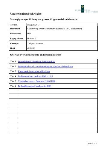 Undervisningsbeskrivelse Historie B HFe sh1hib11 - Skanderborg ...