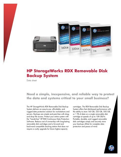 HP StorageWorks RDX Removable Disk Backup System Data sheet ...