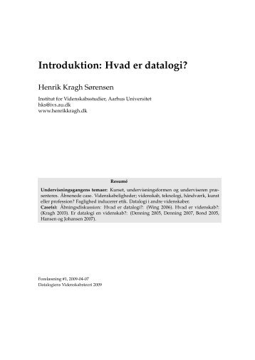 Introduktion: Hvad er datalogi?