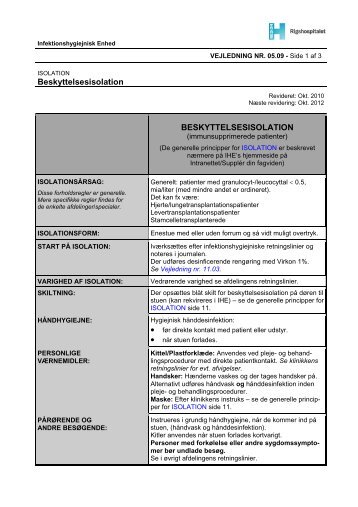 Beskyttelsesisolation BESKYTTELSESISOLATION - Plastik-instruksen