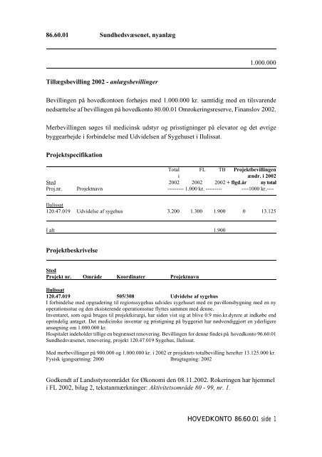 FORSLAG TIL LANDSTINGSTILLÆGS- BEVILLINGSLOV 2002