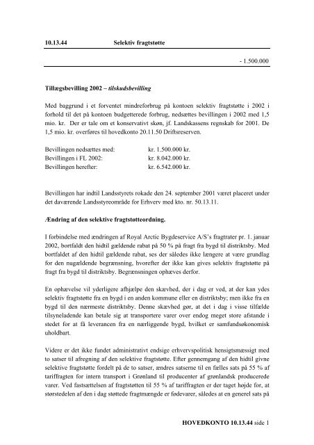 FORSLAG TIL LANDSTINGSTILLÆGS- BEVILLINGSLOV 2002