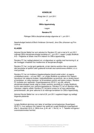 afgørelse - DBU