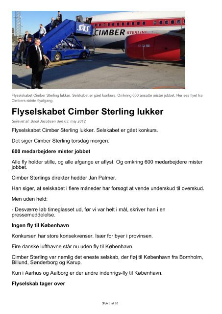 Flyselskabet Cimber Sterling lukker - DR