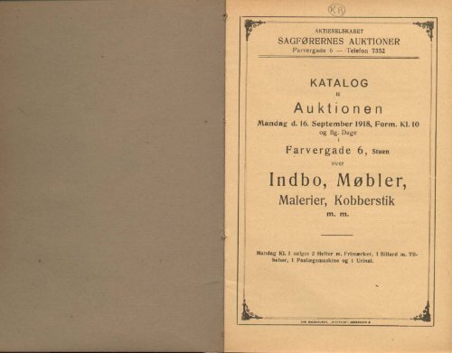 Indbo, Møbler, Malerier, Kobberstik