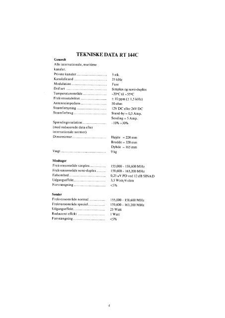 INSTRUKTIONSBOG FOR SAILOR RT144 C ... - Polaris-as.dk