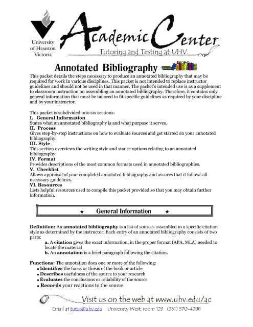 Annotated Bibliography University Of Houston Victoria