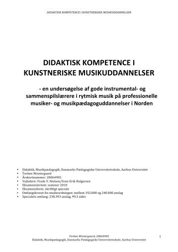 DIDAKTISK KOMPETENCE I KUNSTNERISKE - Rytmisk ...