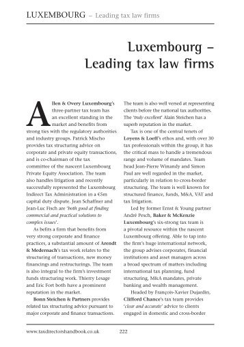 Luxembourg – Leading tax law firms - Bonn Steichen & Partners