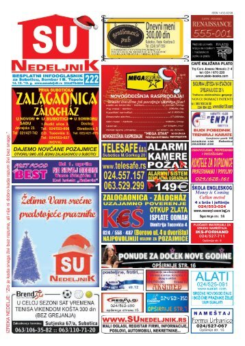 SuNedeljnik 222.qxd - Su Nedeljnik, mali oglasi subotica, registar firmi