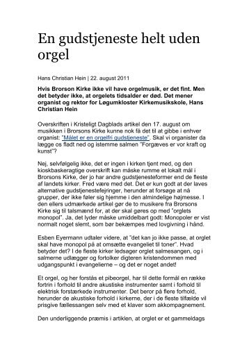 En gudstjeneste helt uden orgel