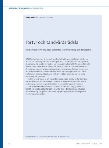 Tortyr och tandvårdsrädsla - Tandläkartidningen