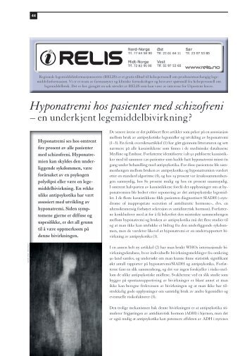 RELIS - Hyponatremi hos pasienter med schizofreni - en ... - Utposten