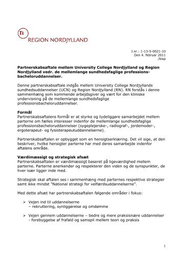 Partnerskabsaftale mellem UCN og region Nordjylland - Sygehus ...