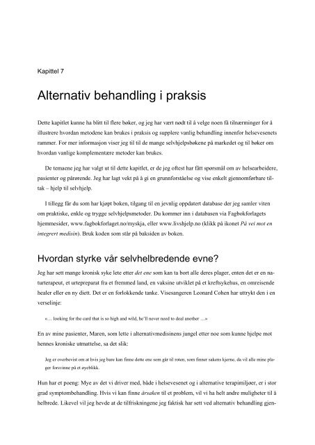Alternativ behandling i praksis - Fagbokforlaget