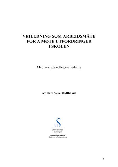 veiledning som arbeidsmåte for å møte utfordringer i skolen