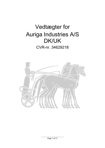 Vedtægter for Auriga Industries A/S DK/UK - Cheminova.com