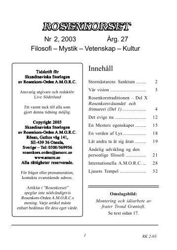 Innehåll - Rosenkors-Ordenen AMORC