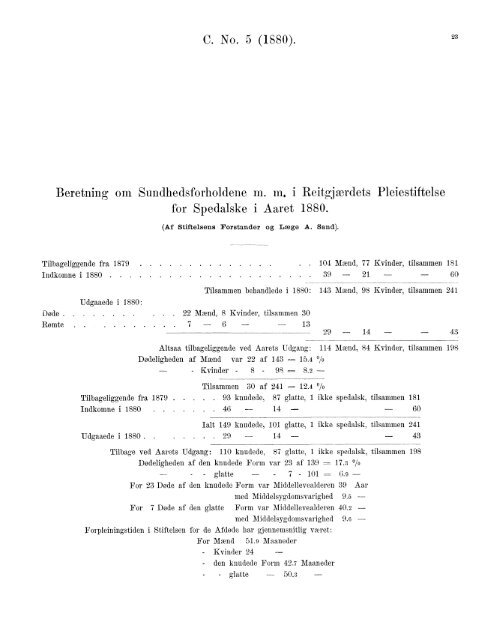 Tabeller over de Spedalske i Norge i Aaret 1880 ... - SSB