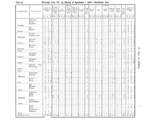 Tabeller over de Spedalske i Norge i Aaret 1880 ... - SSB