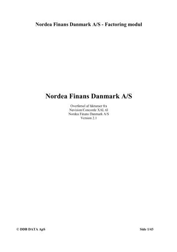 Nordea Finans Danmark A/S - Factoring modul - DDB Data