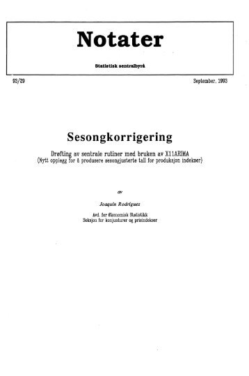 NOT 93/29 Sesongkorrigering - Statistisk sentralbyrå