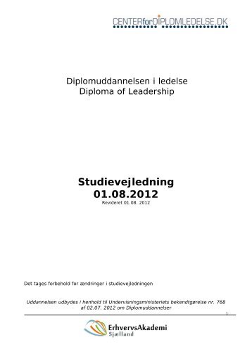 Studievejledning 01.08.2012 - Diplomuddannelse i ledelse