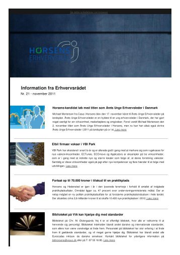 Information nov 2011 nr. 21 - Horsens Erhvervsråd