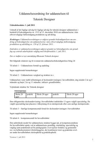 Endelig skabelon for uddannelsesordning