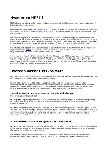 Hvad er en HPFI ? Hvordan virker HPFI-relæet? - Metasch A/S