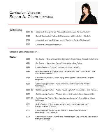 C.V. for Susan A. Olsen